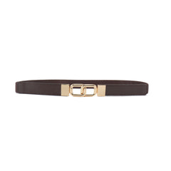 Women's Thin Belt Elastic Band with Metal Golden Buckle