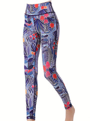 Plant Graphic Yoga Pants Tummy Control Leggings Women's Activewear
