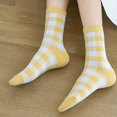 5 Pairs Flower & Striped Socks Comfy & Carrot Pattern Stockings