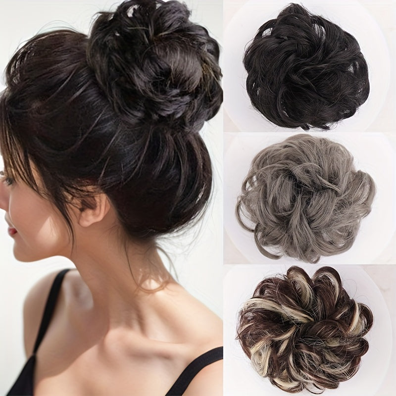 Messy Hair Bun Extensions Curly Wavy Chignon Scrunchy Updo Hairpiece