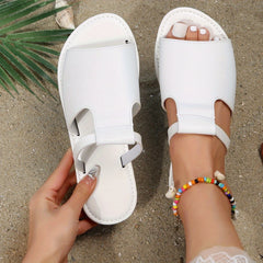 Women's Casual Flat Slippers Open Round Toe Non Slip Slides Shoes