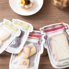 Reusable Mason Jar Bottle Bag Nut Cracker Snack Zipper Sealed Food Storage Bag