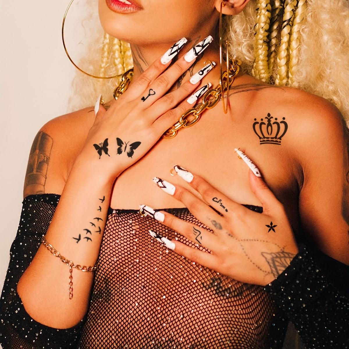 8 Sheets Tattoo Stencils & 6 Bottles Ink Set