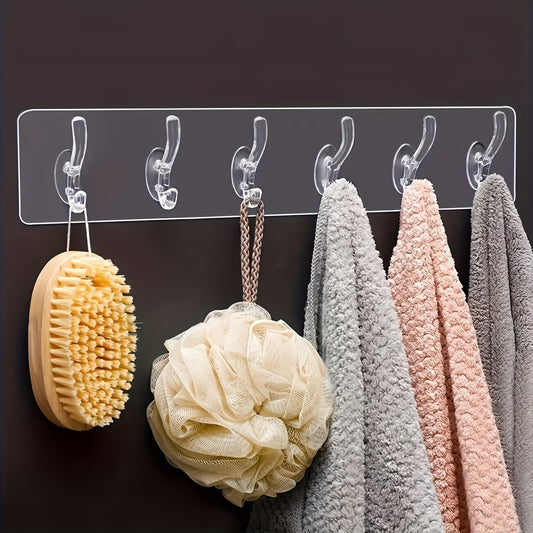 Waterproof Acrylic Row Hook with 1 3 5 6 Hooks Nail Wall Mounted Towel Hook