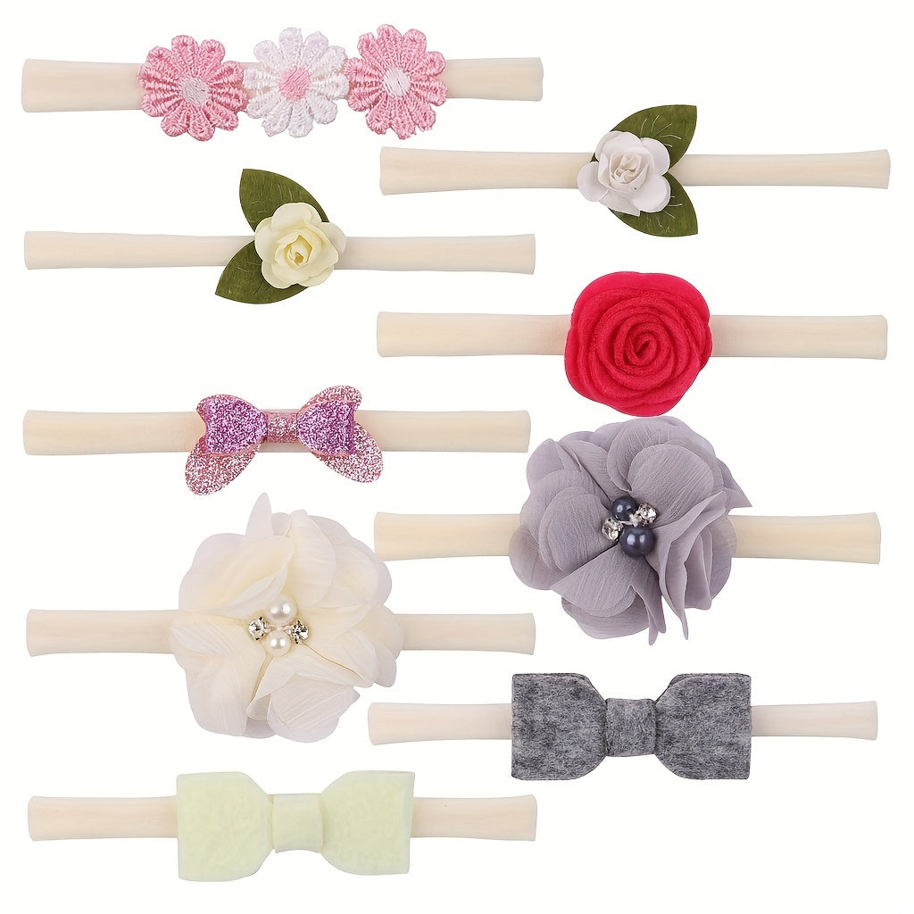 9pcs Flowers Bow Headband Hair Accessories for Baby Girls