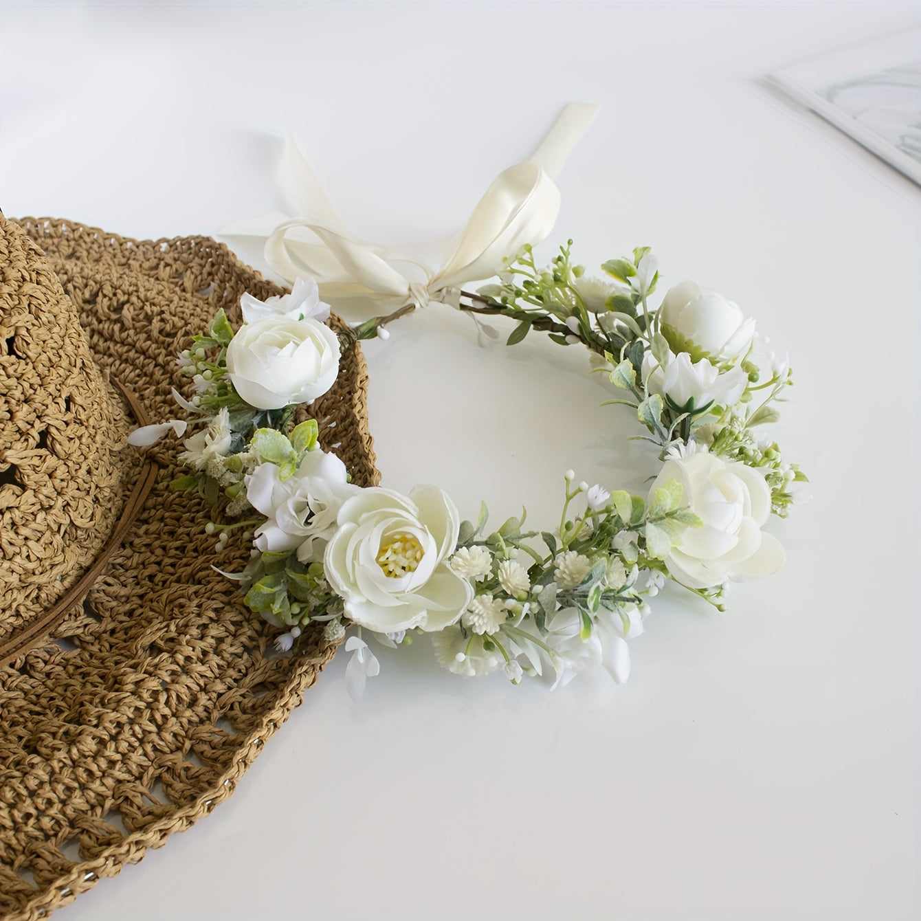 Sweet Artificial Camellia Bridal Headband Wedding Hair Accessory