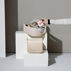 2 Pcs Large Capacity Cosmetic Bag Toiletry Wash Bag Travel Makeup Bag PU Leather