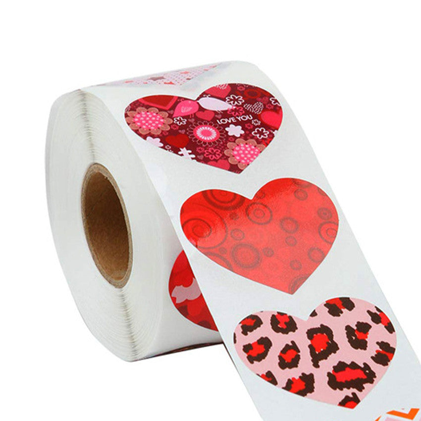 500pcs Heart Shaped Leopard Print Stickers - Self Adhesive Seals