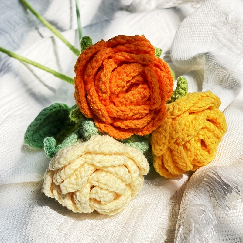 Crochet Artificial Rose Home Decor