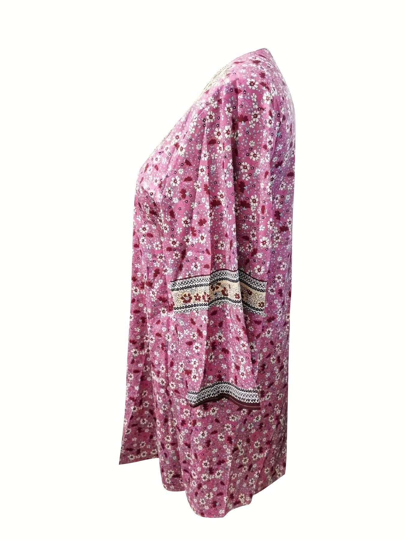  Floral Print Open Front Cardigan