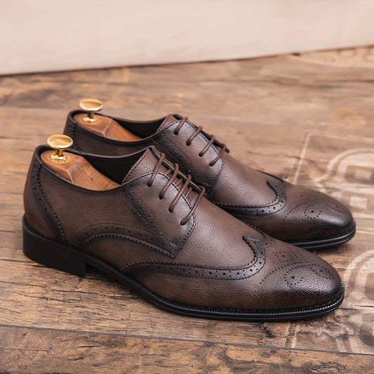 Men's Brogue Wingtip Derby Shoes Lace up Front Dress Shoes