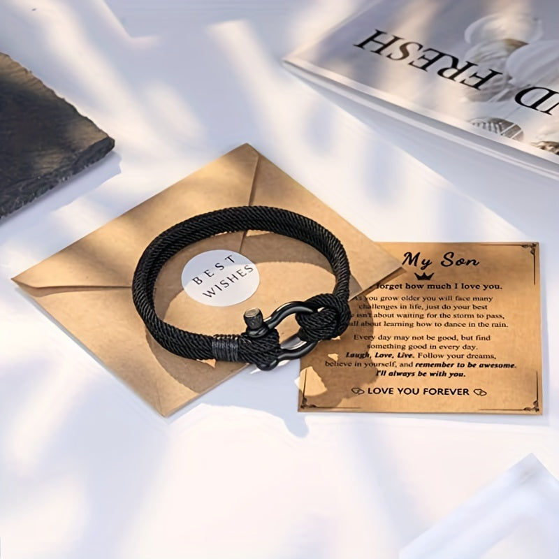 To My Son Bracelet From Mom with Inspirational Love Quotes