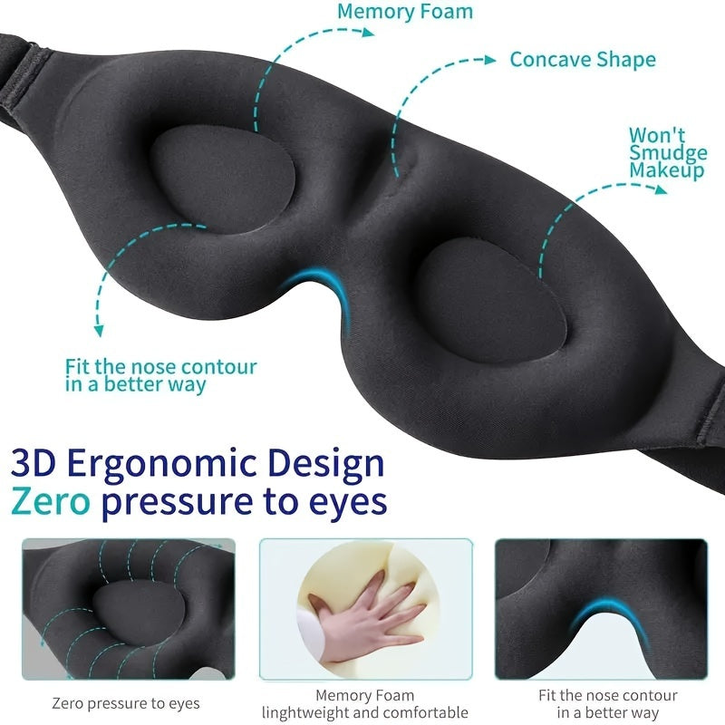 3D Eye Mask for Home & Office Travel - Light Blocking