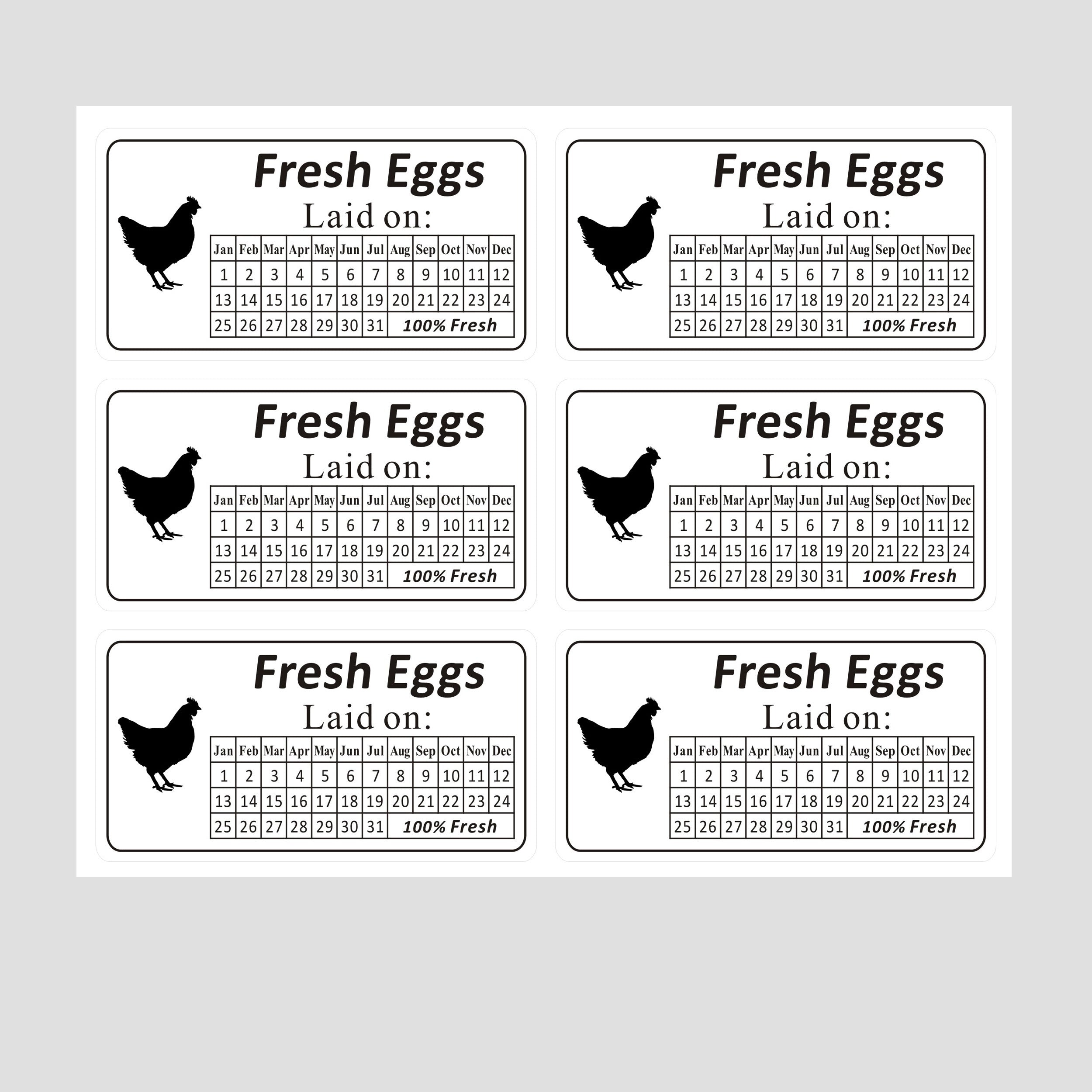 60pcs Fresh Farm Egg Time Sticker Carton Label Self-adhesive for Supermarket
