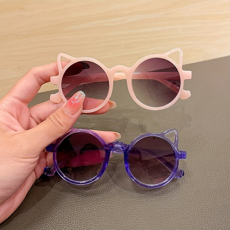 Kids Cat Ear Round Sunglasses UV Resistant