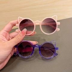 Kids Cat Ear Round Sunglasses UV Resistant