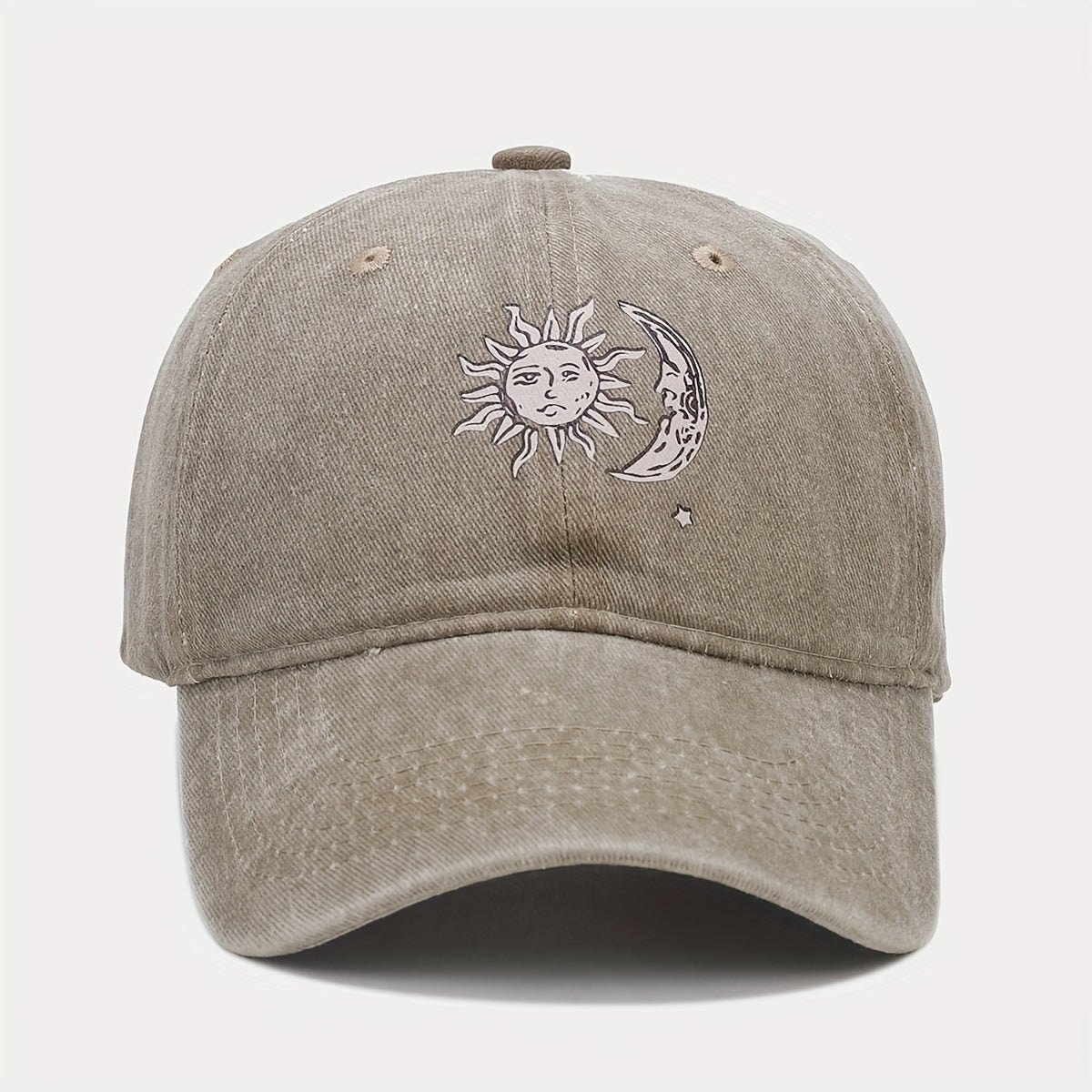 Sun And Moon Print Baseball Cap Retro Outdoor Sunshade Hat