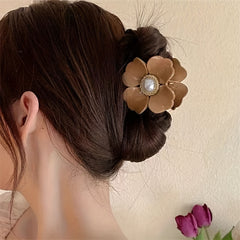2pcs Small Hair Claw Clip Pearl Flower Charm