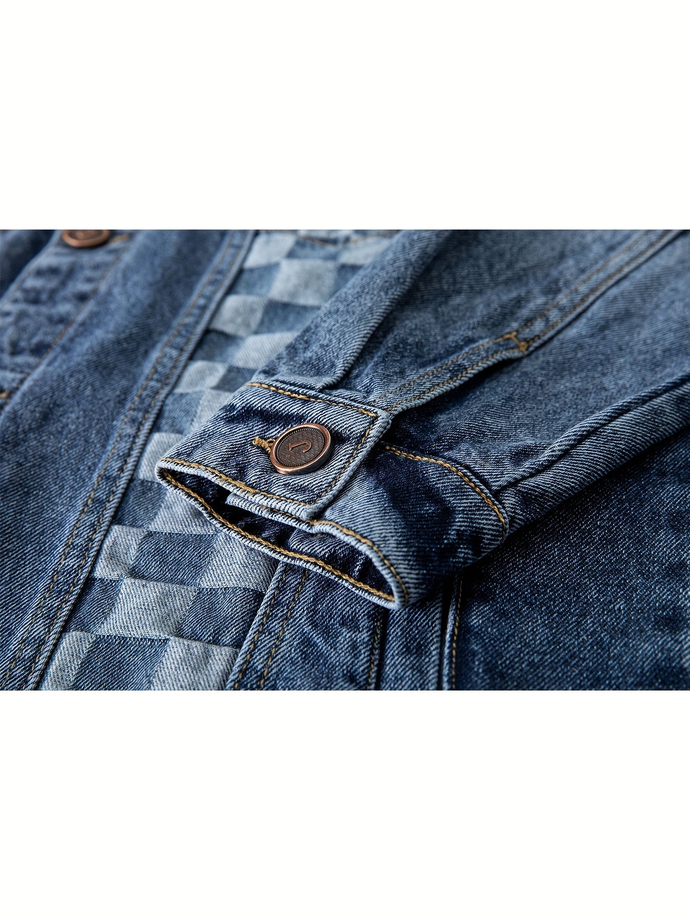 Plaid Pattern Denim Jacket Men's Casual Street Style Button Up Jacket