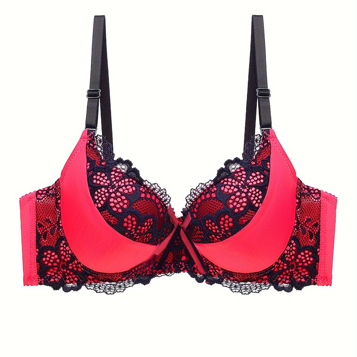 Colorblock Lace Push Up Bra Women's Lingerie