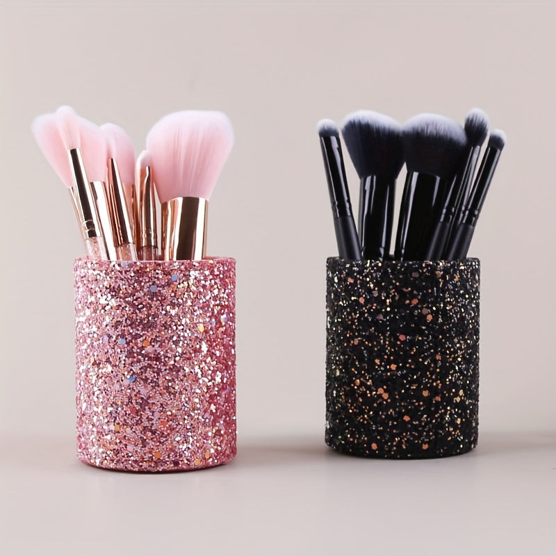 Glitter Makeup Brush Holder Sequin Decor Pencil Cup - Desk Organizer Cup