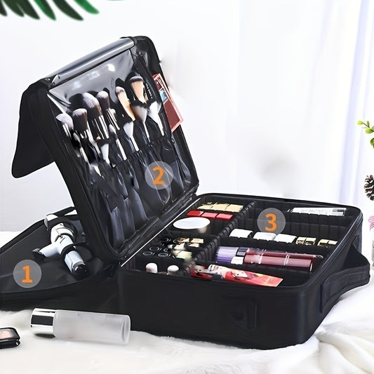 Pro Travel Makeup Case w/ Adjustable Dividers & Shoulder Strap