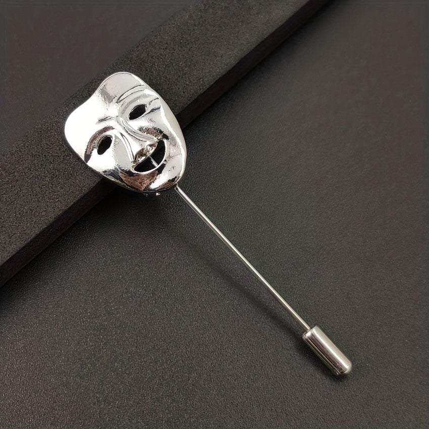 Men's Smiley Face Mask Brooch Suit Pin Accessory