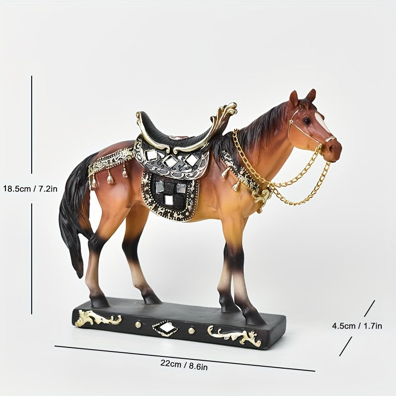 Modern Horse Figurine Decor with Detailed Saddle & Tack