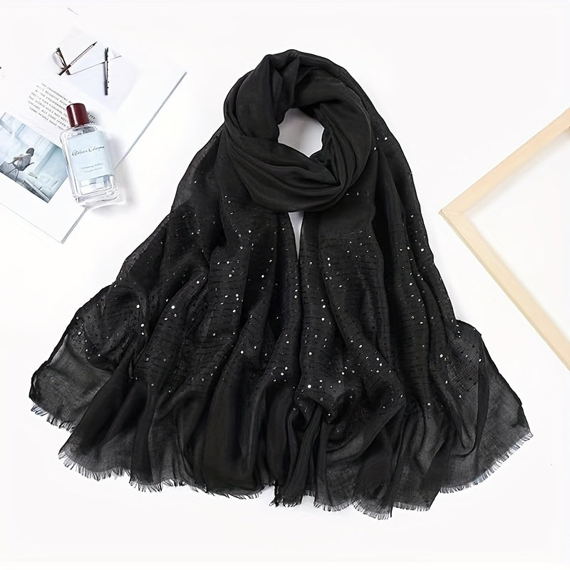 Solid Tassel Muslin Hijab Headband Thin Breathable Shawl