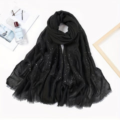 Solid Tassel Muslin Hijab Headband Thin Breathable Shawl