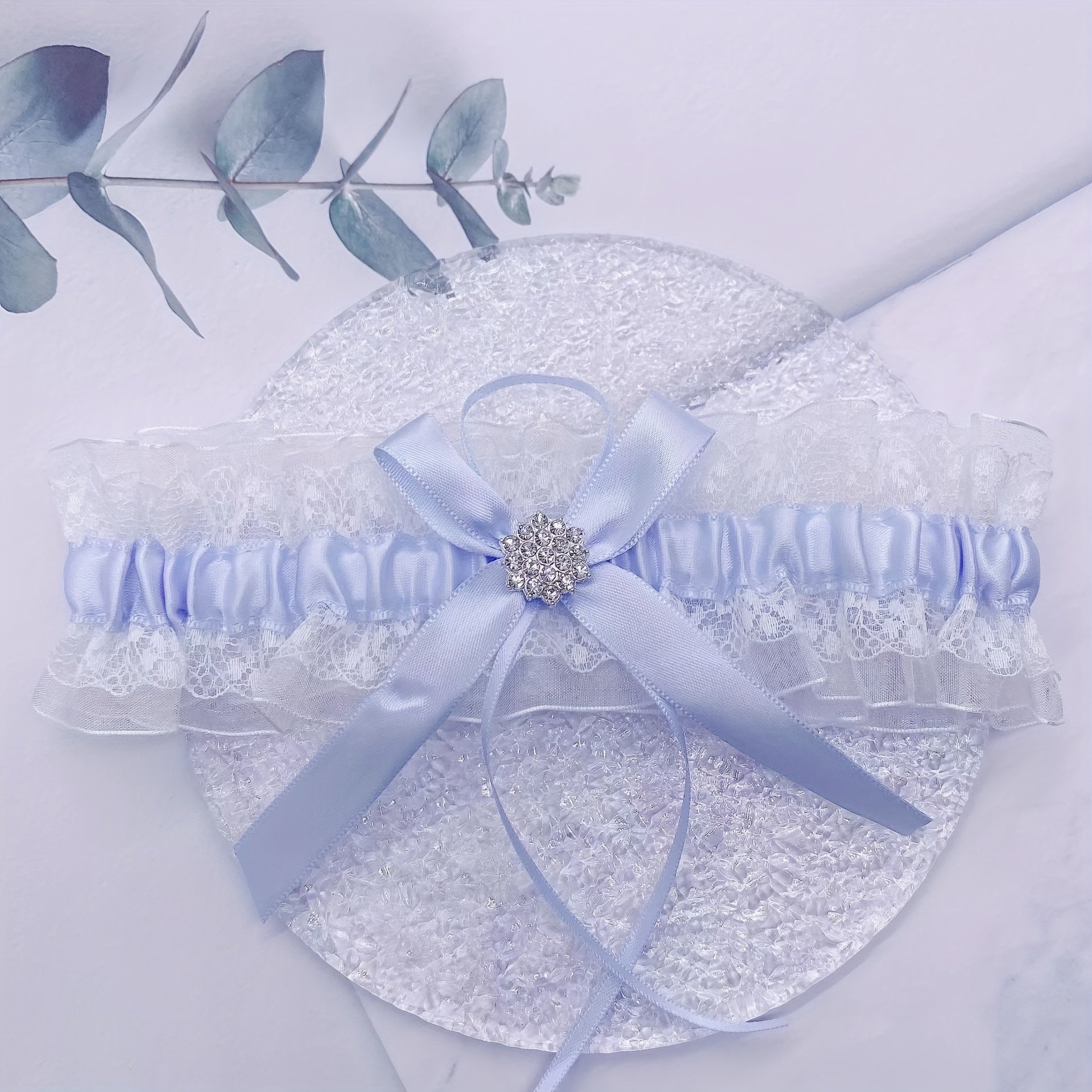 Glam Lace & Rhinestone Bridal Garter with Bow Wedding Accessory