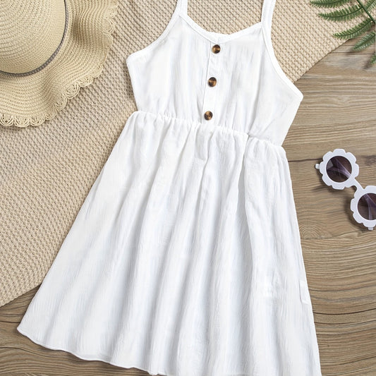 Toddler Girls Button Front Casual Cami Dress