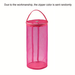 Knit Bag Yarn Storage Hollow Mesh Cylinder Container with Pull Loop