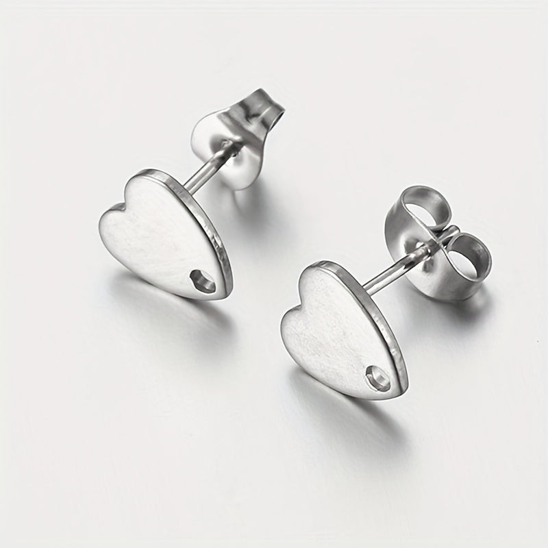 10pcs Golden Love Heart Ear Studs for DIY Earrings Base