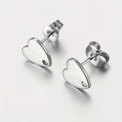 10pcs Golden Love Heart Ear Studs for DIY Earrings Base