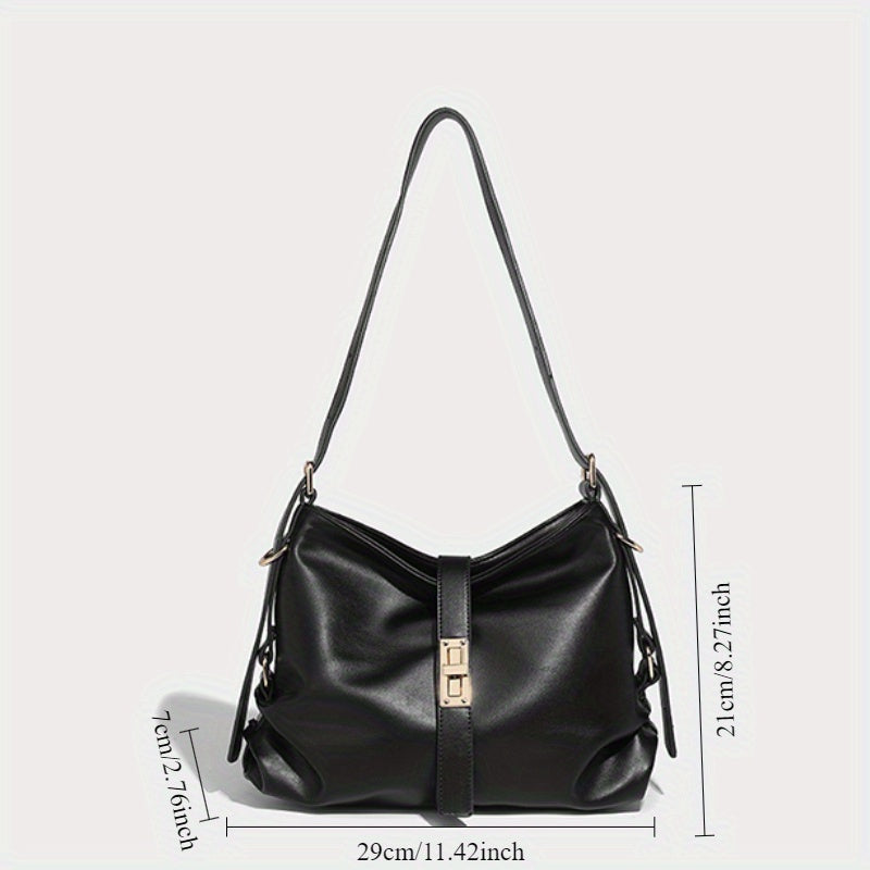 Cream Leather Shoulder Bag with Detachable Strap