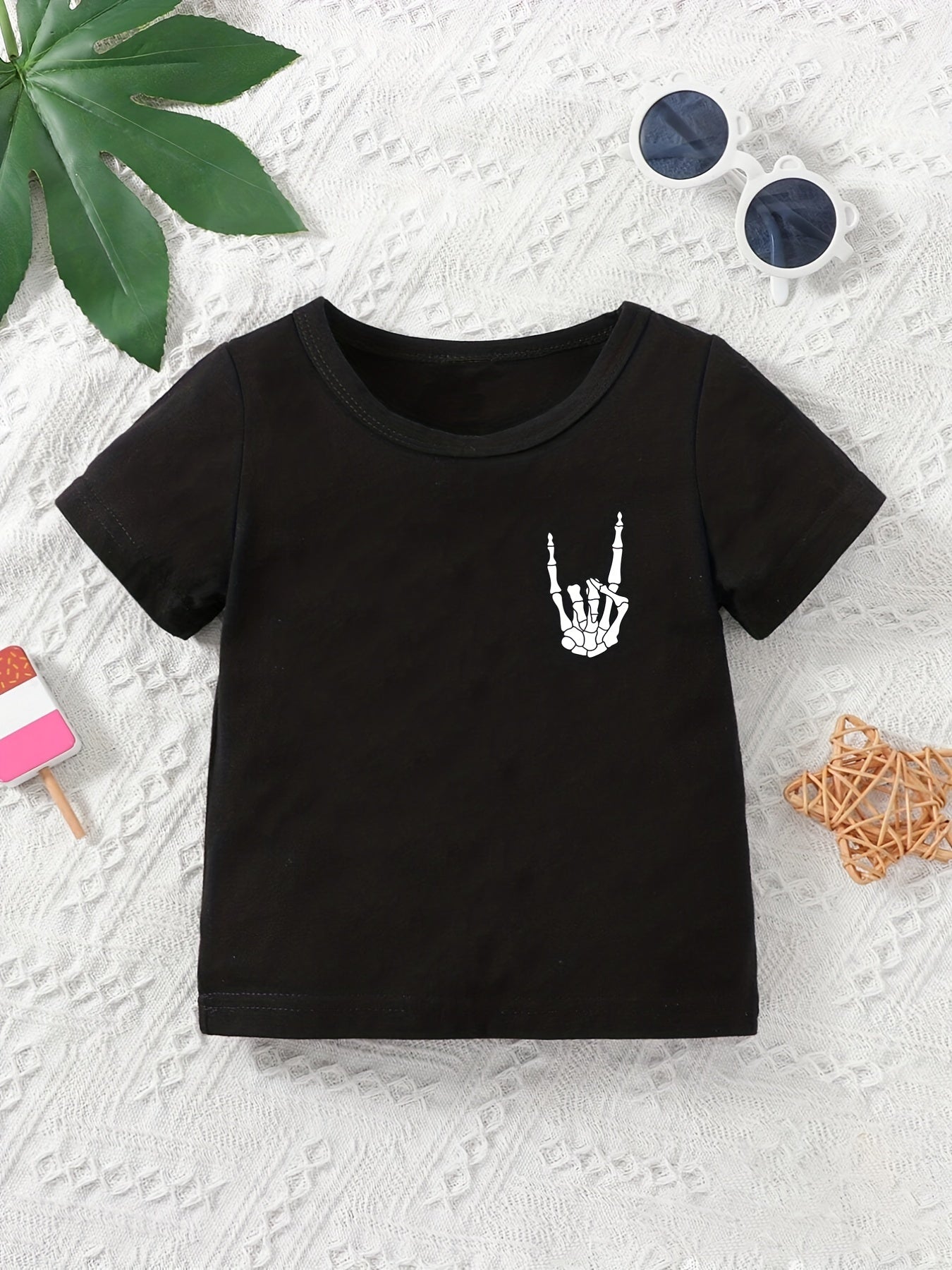Skull Hand Halloween Tee Baby Short Sleeve Casual Sports Top Kids Summer T Shirt