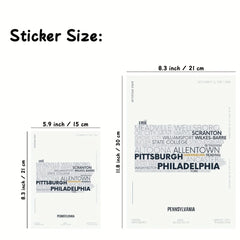 Pennsylvania State Letter Map Sticker Kids Room Wall Poster A4