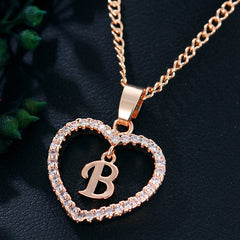 Heart Pendant Name Initial Necklace Zircon Heart Necklace Jewelry