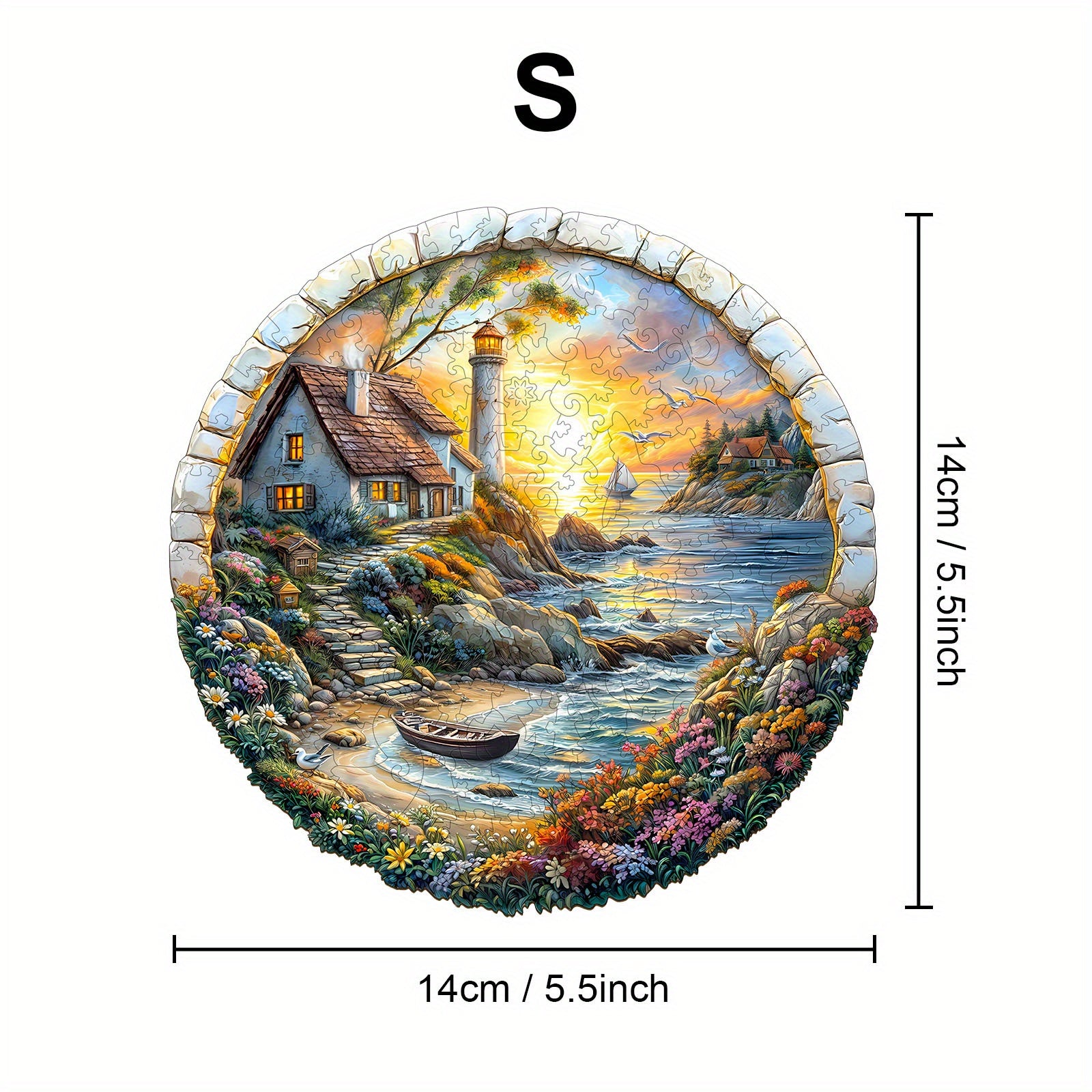 Coastal Sunset Wooden Jigsaw Puzzle - Unique Irregular Shape Brain Teaser