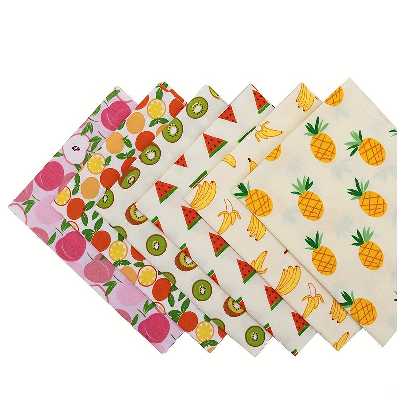 6pcs Fruits Series Printed Fabric Patchwork Cloth DIY Sewing
