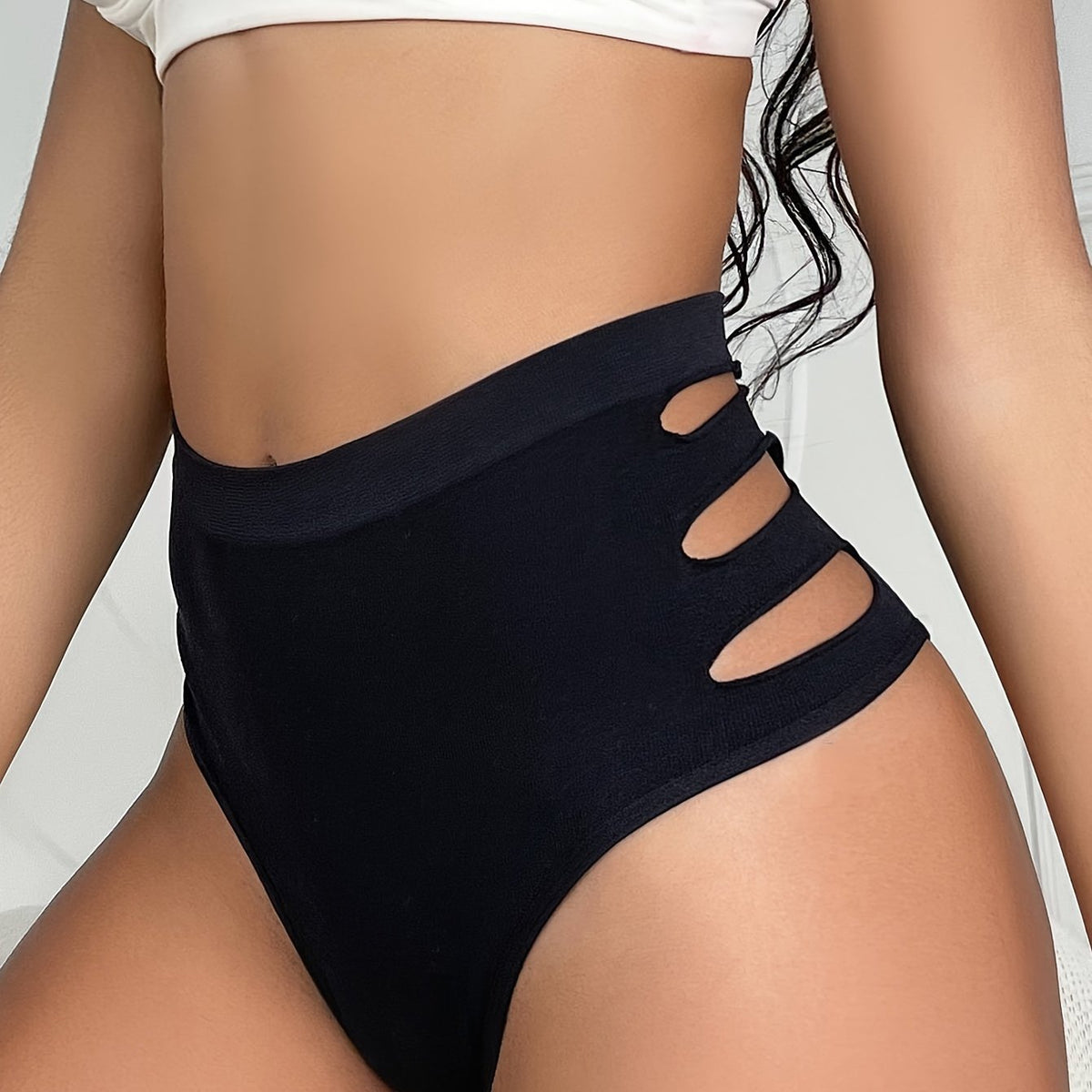 High Waist Cut Out Briefs Comfy & Breathable Intimates Panties