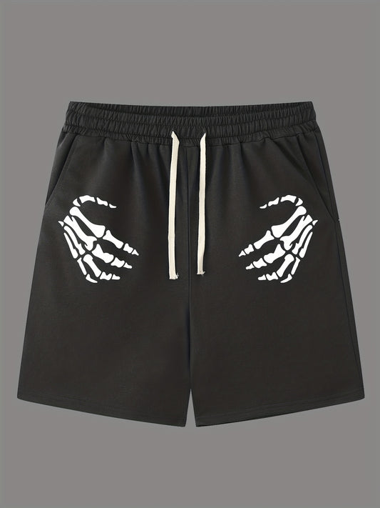 Hand Pattern Active Shorts with Drawstring
