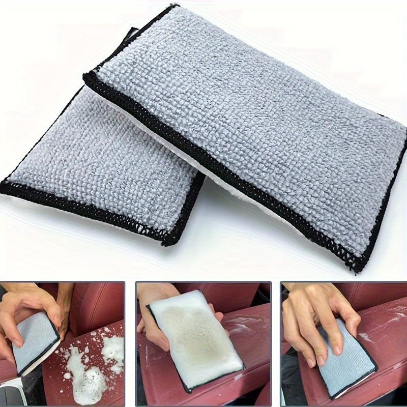 Car Interior Microfiber Sponge 6pcs Double Sided Stain Cleaning Scrub Sponge