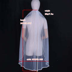 Exaggerated Large Pearl Edge Bridal Veil with Drape