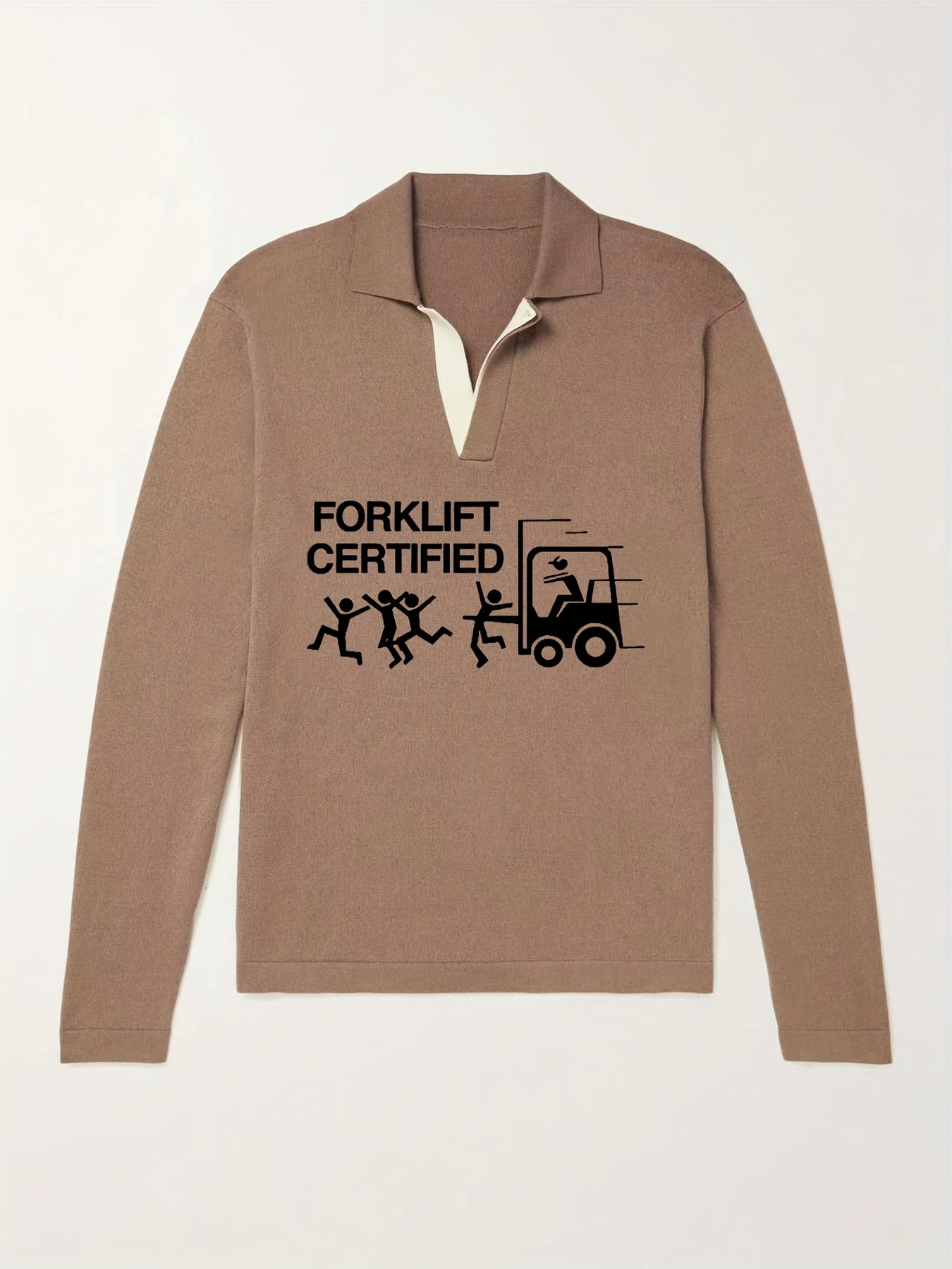 Funny Pattern Knit Polo Shirt Men's Casual Lapel Pullover Sweater