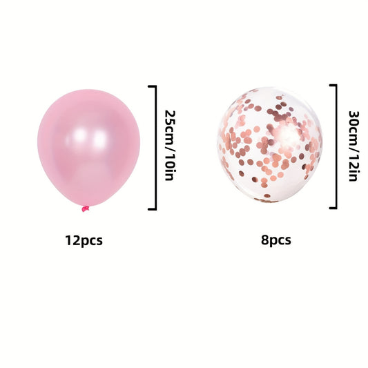 20pcs Pink Confetti Balloon Set For Parties & Events