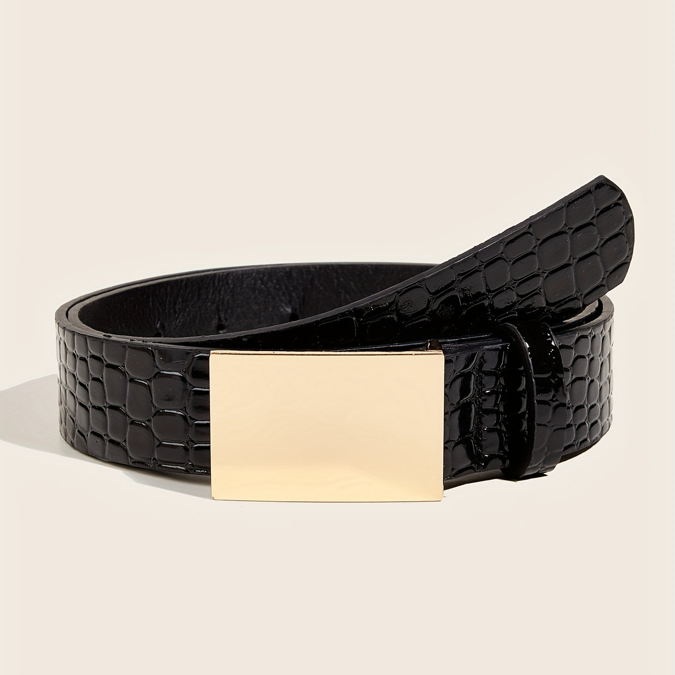 Women's Embossed Buckle Belt PU Leather Casual Jeans Pants Belt