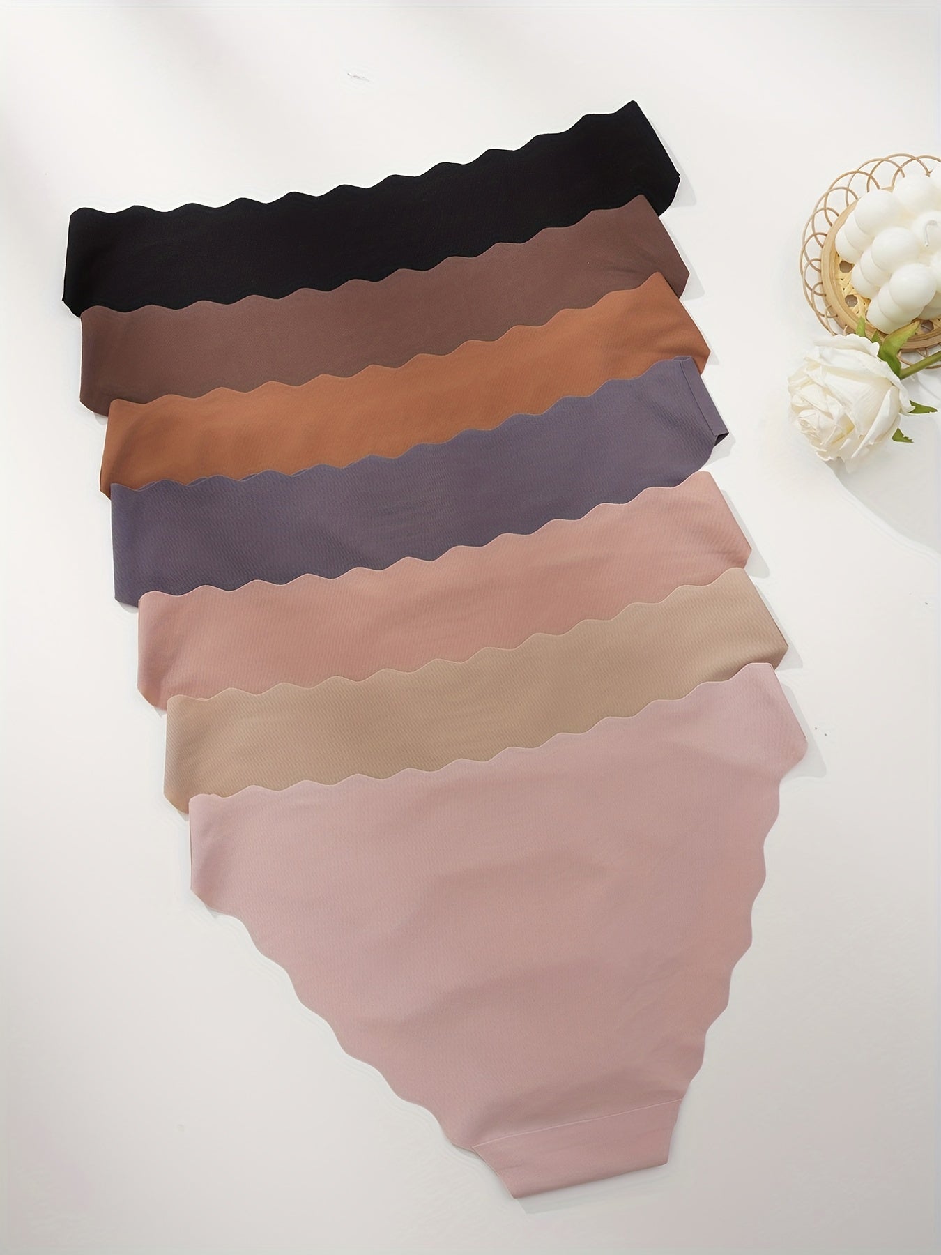 7 Pcs Seamless Hipster Panties Solid Comfortable Stretch Women's Underwear