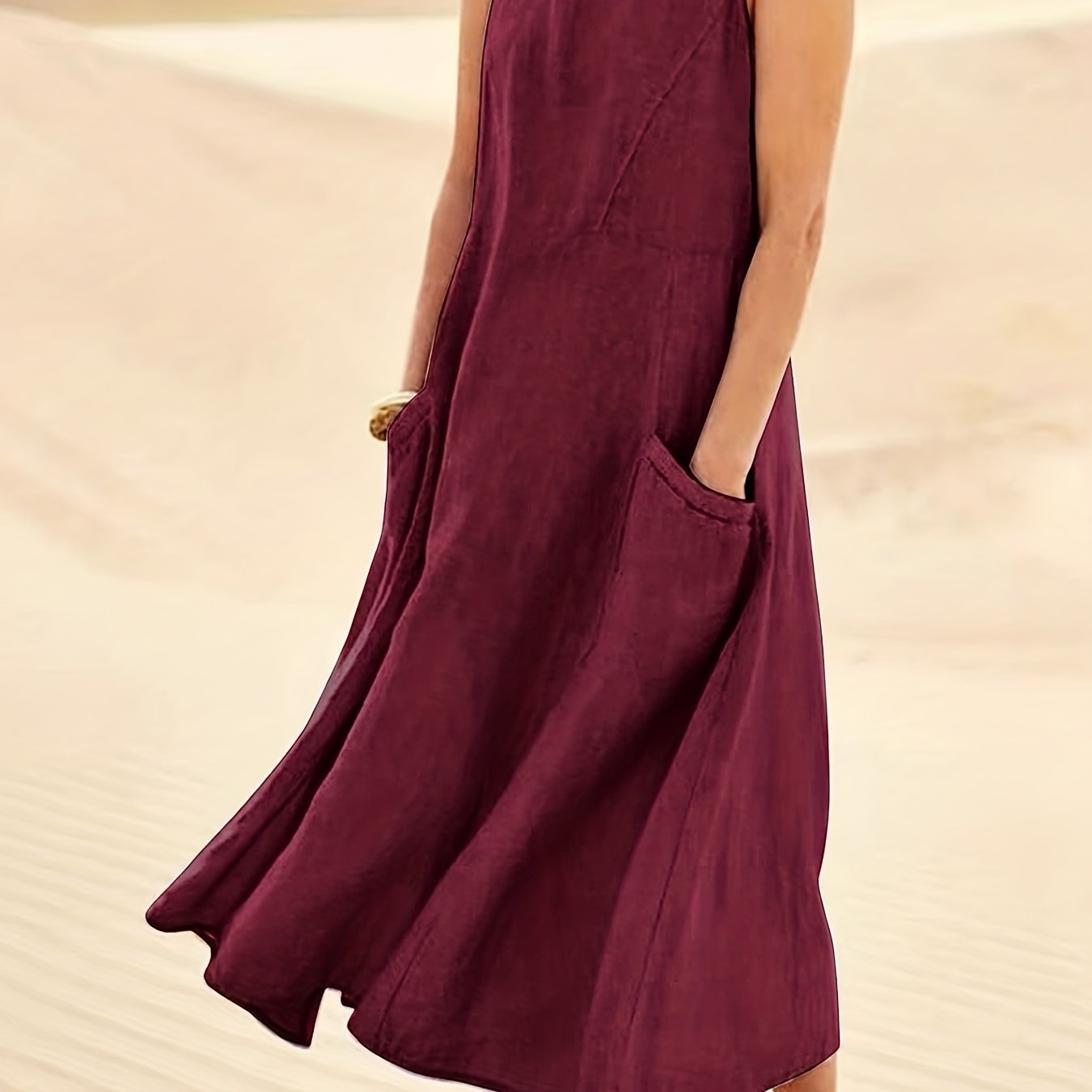 Plus Size Maxi Tank Dress With Pockets